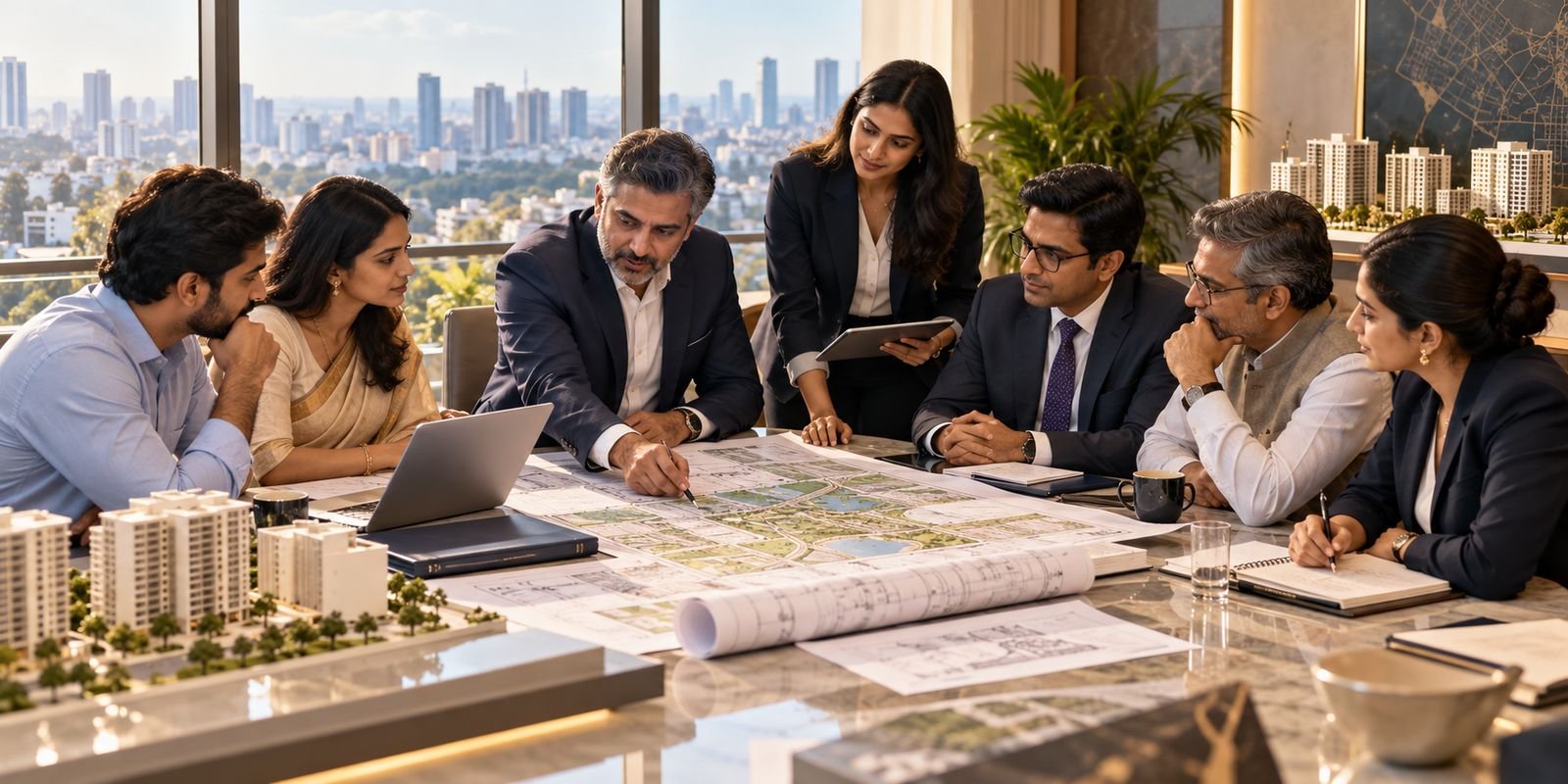 TDR Estate advisory team reviewing a Bengaluru city plan