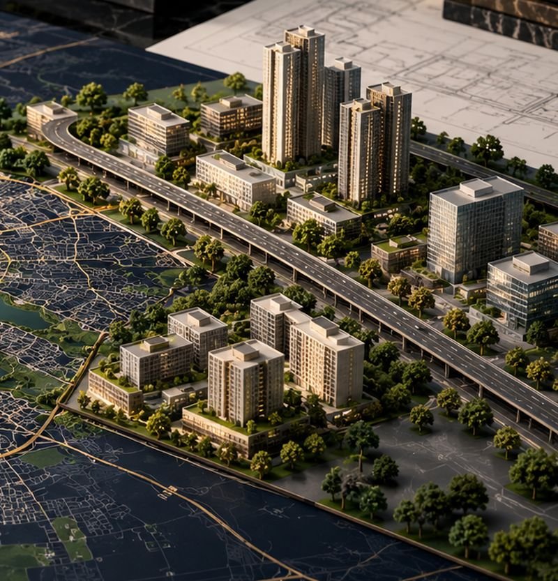 Architectural model of residential towers
